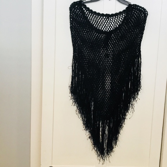 Candie's Sweaters - 🌚black shawl with fringe🌚